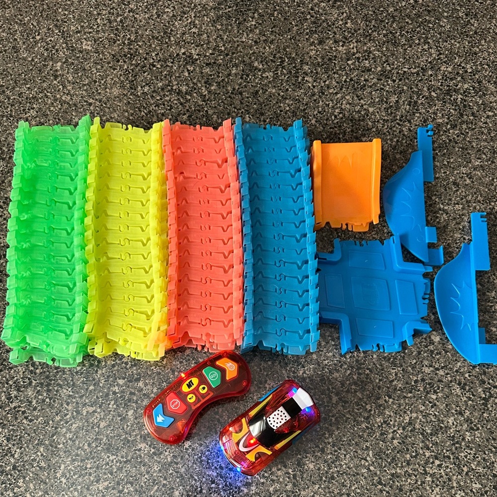 Magic Tracks Remote Control Glow In The Dark Multi-Color Flexible Track Set